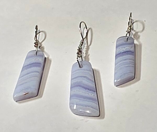 Blue Lace Agate Pendant and Earring Set