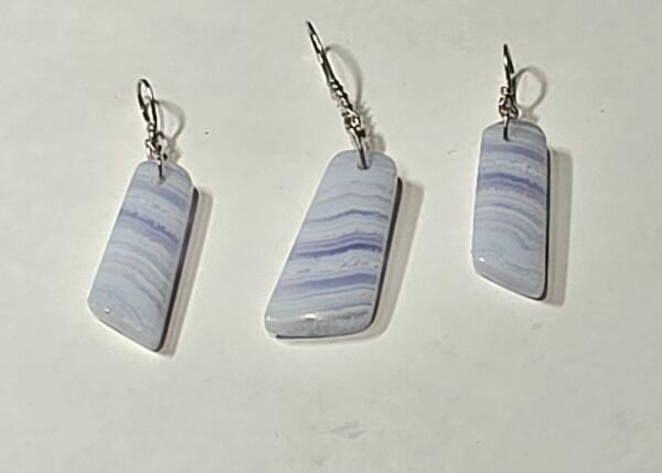 Blue Lace Agate Pendant and Earring Set